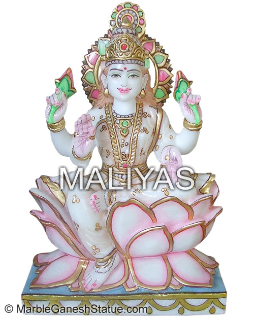 Decorative White Marble Laxmi Statue
