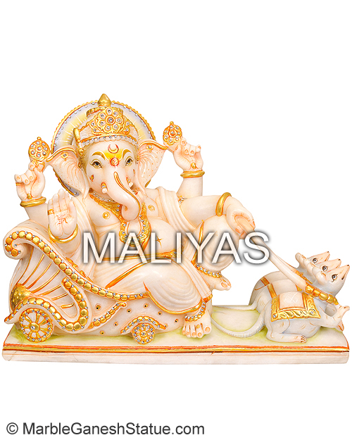 Marble Ganesha Sculpture on mouse rath