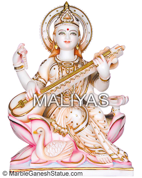 Makrana Marble Saraswati Maa Statue