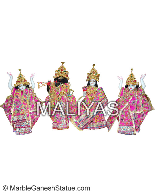 Marble Radha Krishna with Gaura Nitai