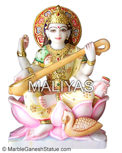 Marble Saraswati Mata Statue