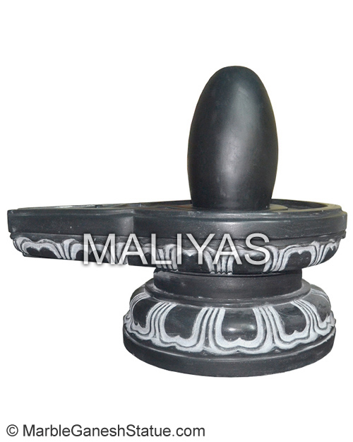 Marble Shiva Lingam with Carving