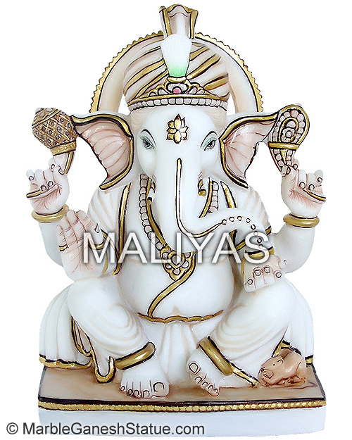 Marble Sitting Ganesha Statue