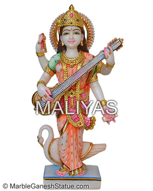 Marble Standing Saraswati Statue