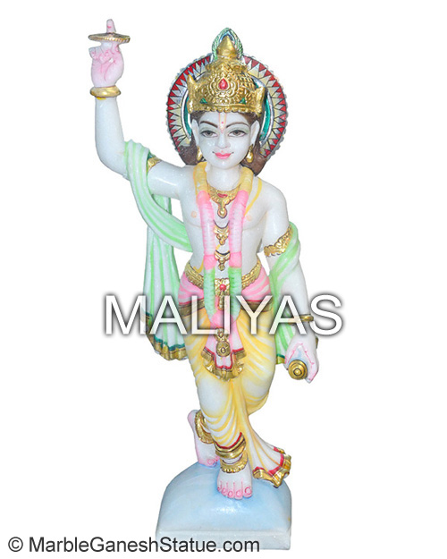 Marble chakradhari krishna statue