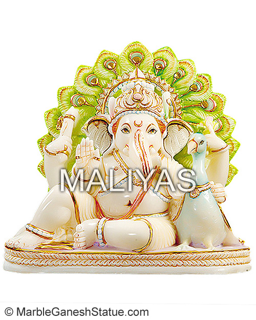 Marble ganesh statue with peacock