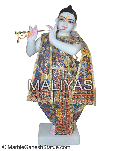 White Marble Iskcon Krishna Statue