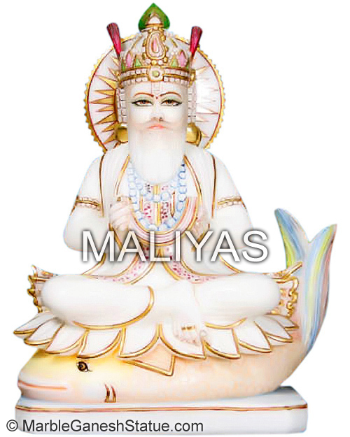 White Marble Jhulelal Statue