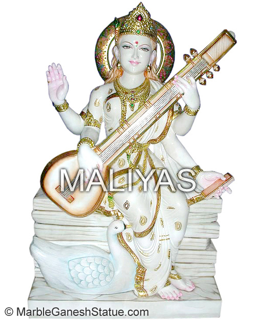 White Marble Saraswati Statue