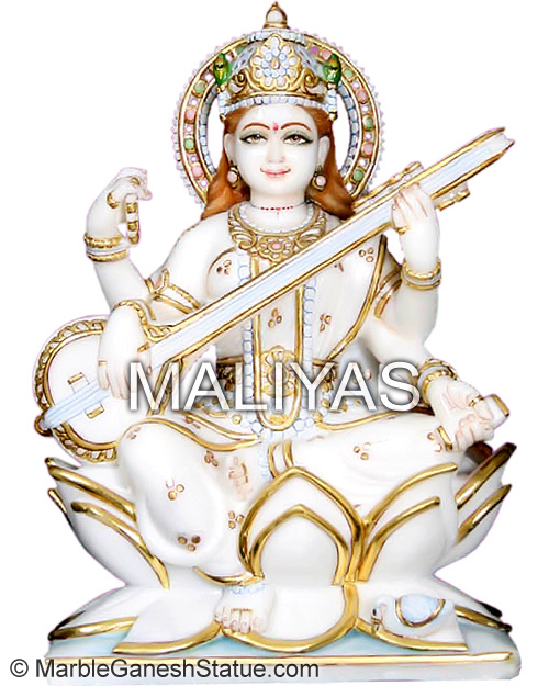 White Marble Saraswati Statue