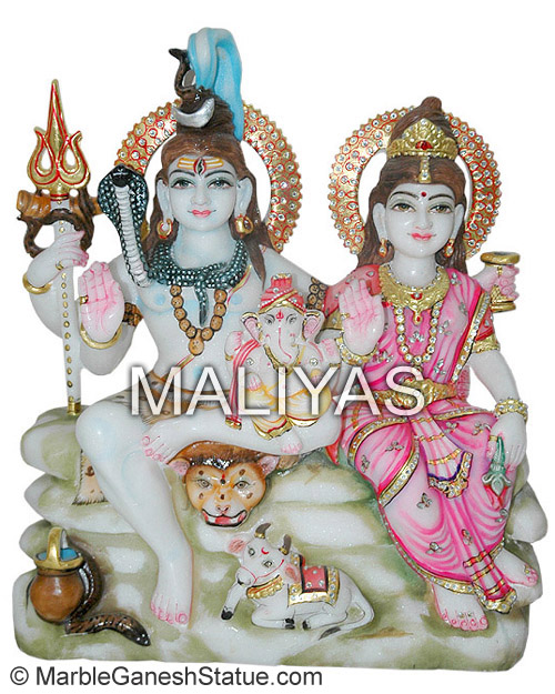 White Marble Shiva Parivar Statue