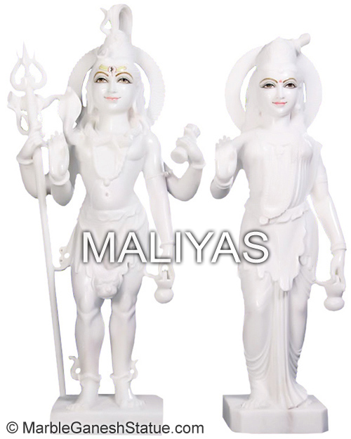 White Marble Standing Shiv Parivar Idol