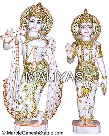 Krishna Statue with Radha Marble Idol