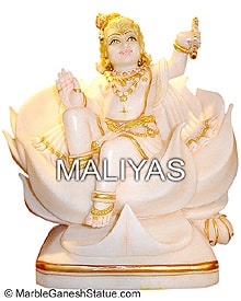 Marble Krishna Statue on Lotus