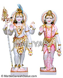 Marble Standing Shiv Parvati Statue