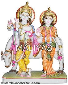 Radha Krishna with Cow Murti