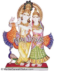 White Marble Radha Krishna Statue